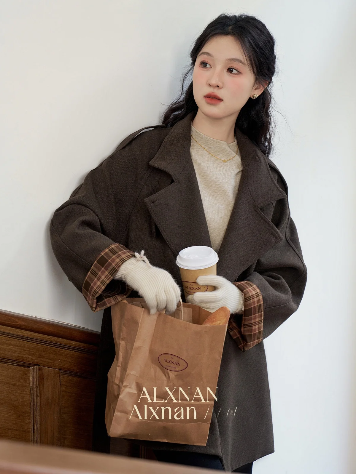 

Теплое свободное женское шерстяное пальто осенне-зимнего сезона, новинка, цвет глубокого кофе, молочно-кофейный оттенок, корейский стиль, для повседневной носки, однотонное