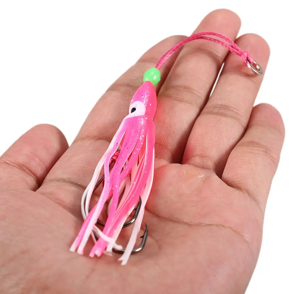 2Pcs/Lot 6cm/10cm/12cm Portable Artificial Fishing Tackle Squid Skirt Lure Soft Silicone Saltwater Octopus Bait hook