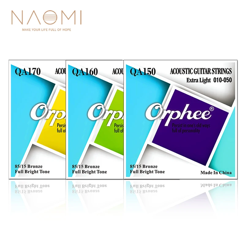 

NAOMI Orphee Acoustic Guitar Strings Set QA150/160/170 Folk Hexagonal Steel Core 85/15 Bronze Full Bright Tone Guitar Strings