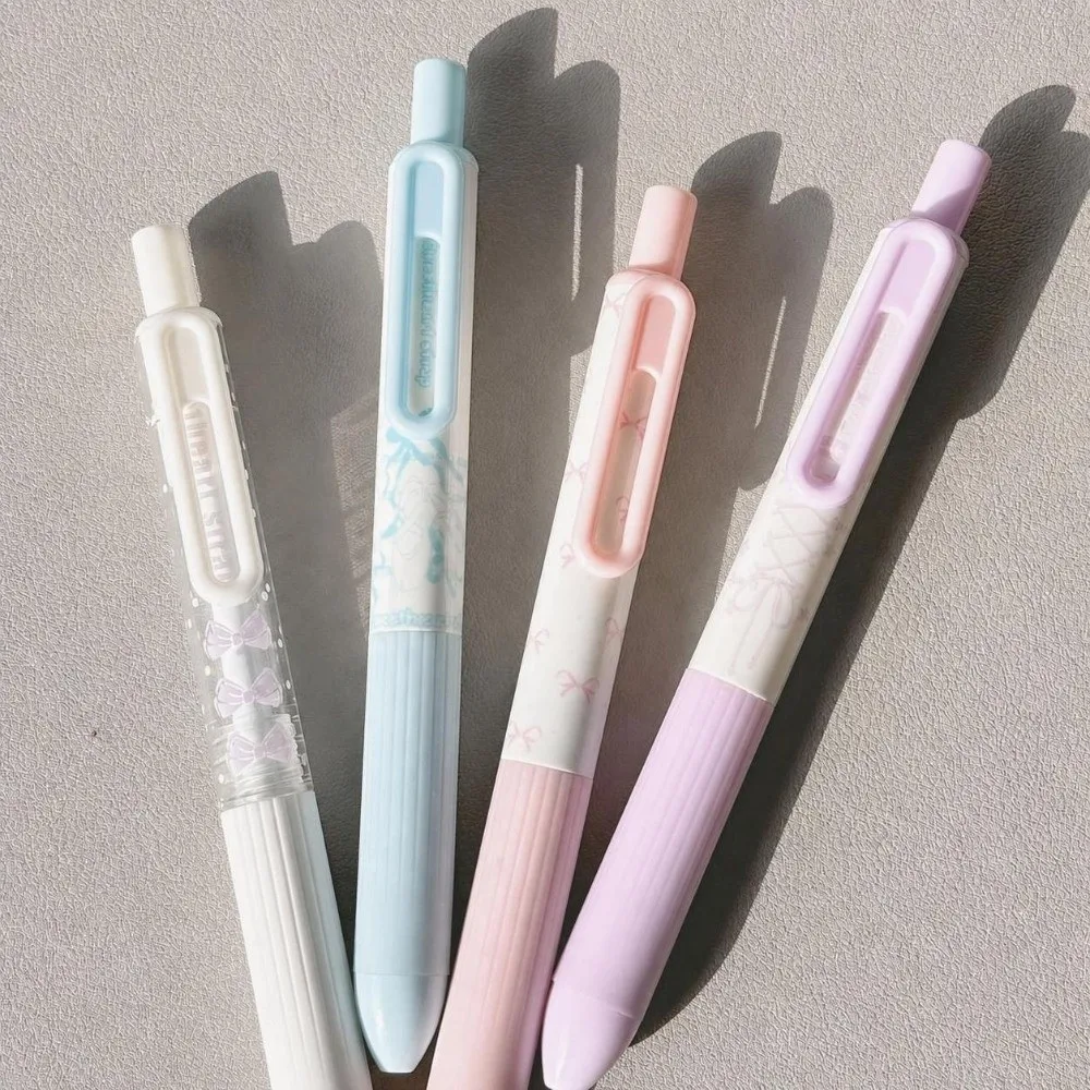 4Pcs/Set Sweet Ballet Series Gel Pens DIY Ribbon Aesthetic Stationery Neutral Pen 0.5mm School Supplies Student Writing Pen