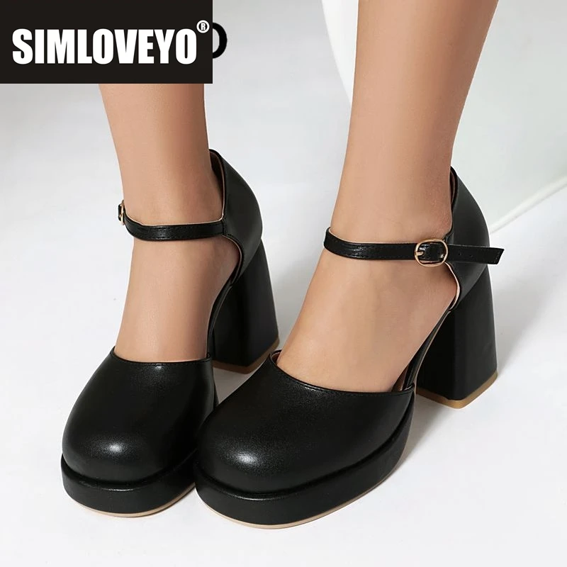 

SIMLOVEYO Sweet Mary Janes Женские сандалии с круглым носком и блочным каблуком, платформа 9 см, 2 см, ремешок с пряжкой, большие размеры 45, 46 47 48 Туфли для свиданий