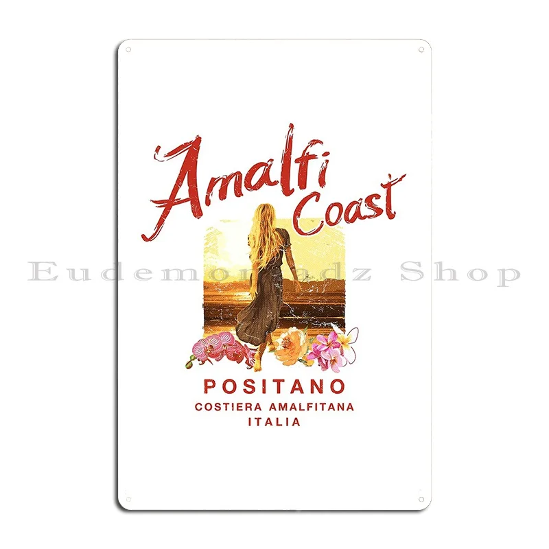 Italy Amalfi Coast Positano Italian Woman Italia Vintage Metal Plaque Wall Decor Printing Wall Decor Home Cinema Tin Sign Poster