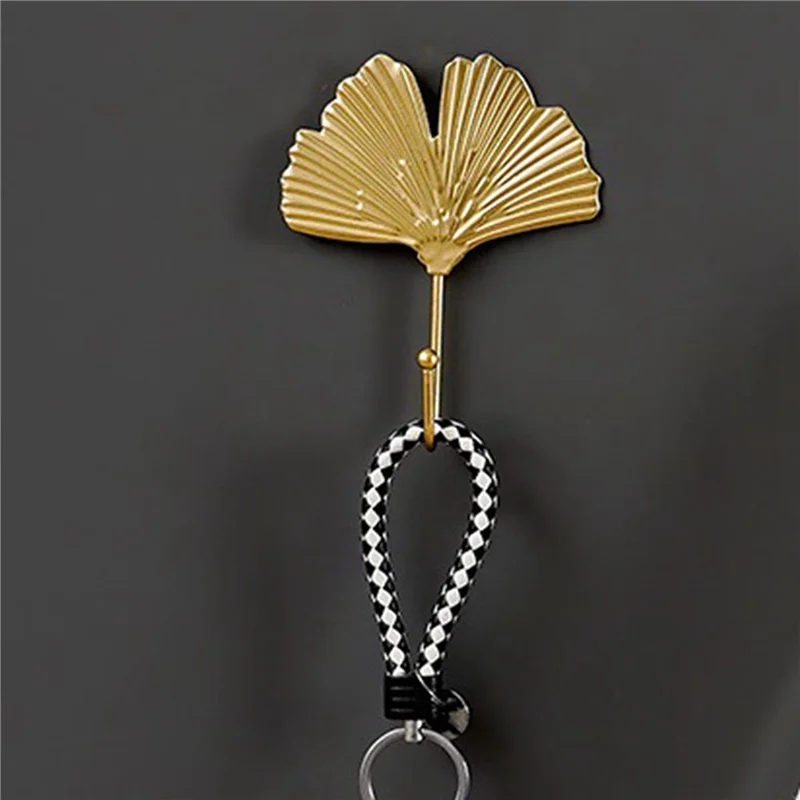 

ABGE-12X Coat Hooks Gold Hanging Holder For Key, Decorative Leaves Metal Hooks Wall Mounted Hooks Hanger