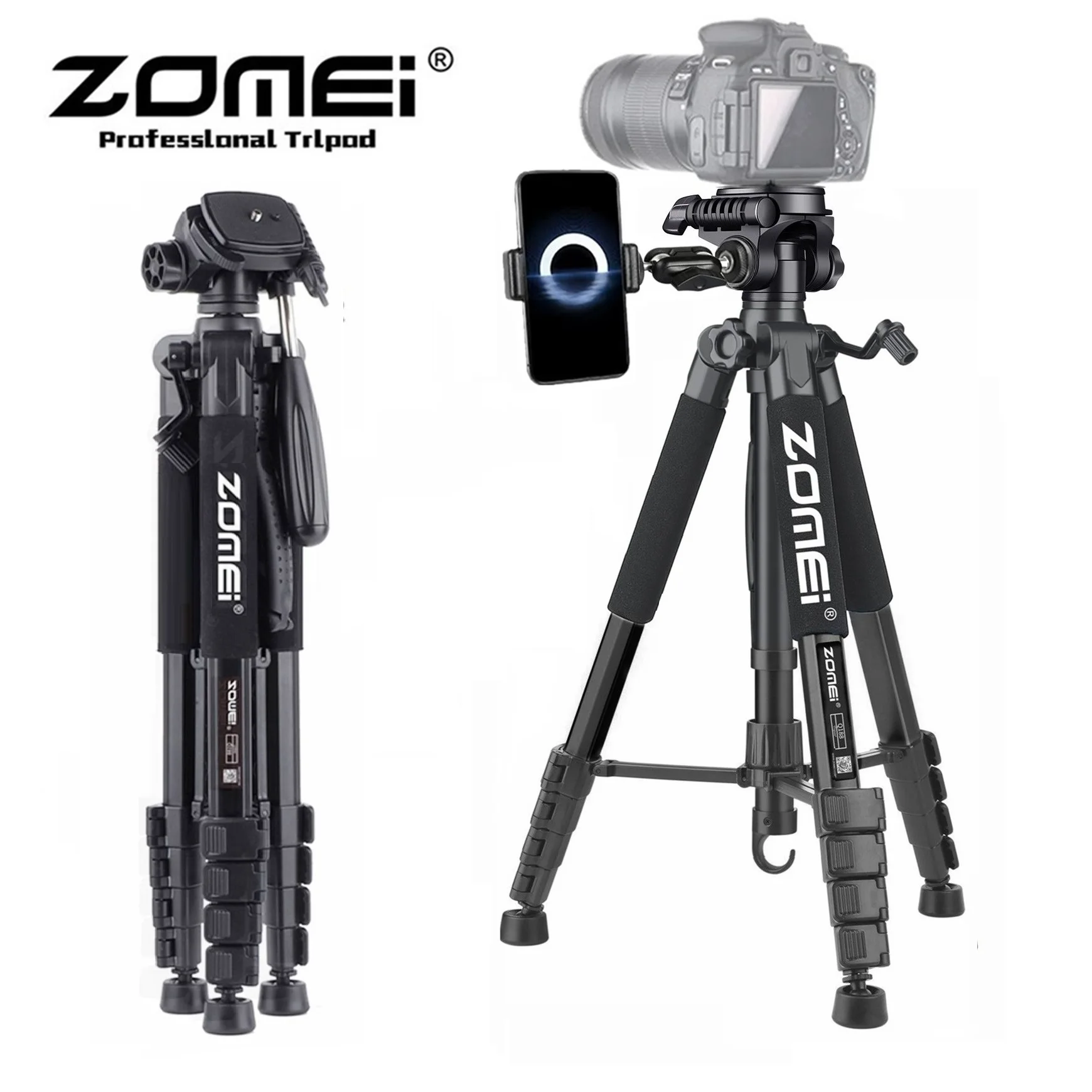 187cm/73.6in Zomei Compact Aluminium Digital Photo Camera Tripod Stand for Canon Nikon 360°Rotate Photographic Telephone Tripie