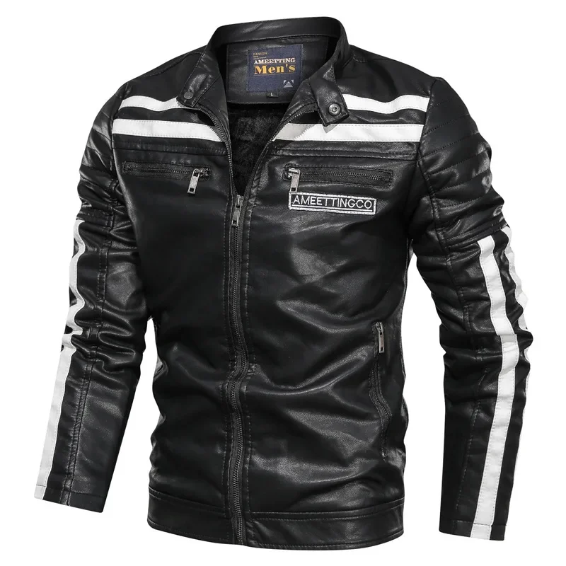 

Men's Fashion Leather Jacket Autumn Winter Slim Fit Stand Collar Jackets Male Motorcycle Zipper Men's Clothing 2023 New Size 6XL