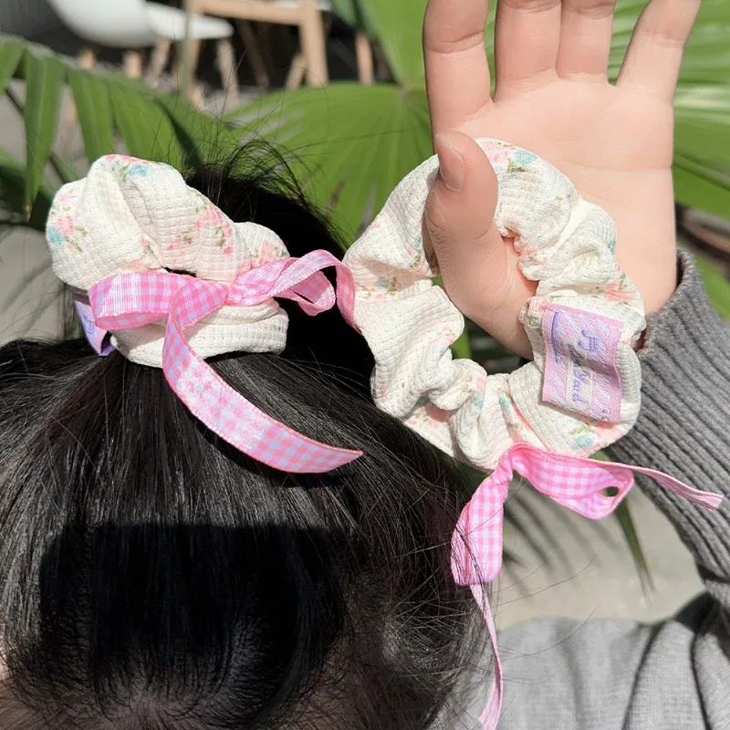 Ballet Bowknot Hair Ring Sweet Silk Ribbon Solid Fabric Scrunchies Set fasce elastiche per capelli moda coda di cavallo corda donna copricapo