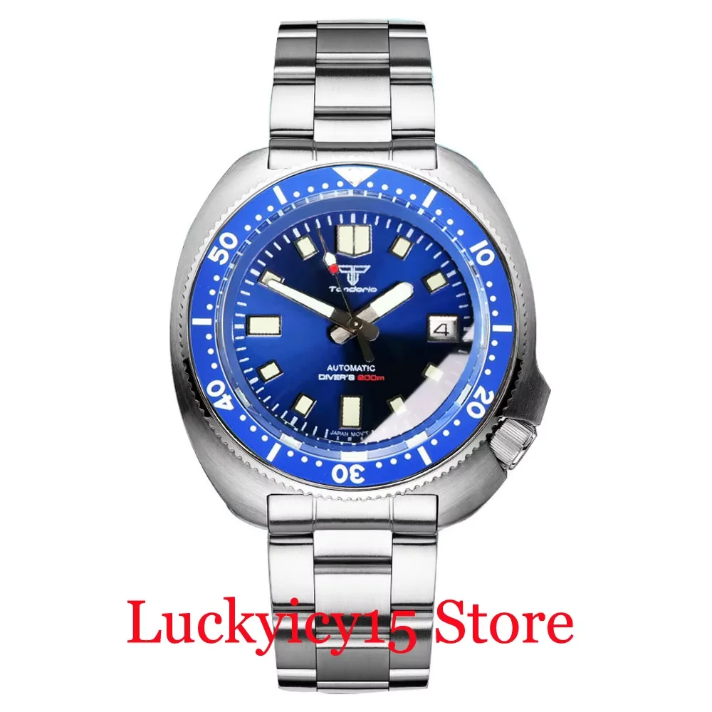 

Tandorio 44MM Dive 200M Waterproof Black/White Dial NH35 Movement Men Watch Automatic Watch Steel Band Flat Sapphire Crystal