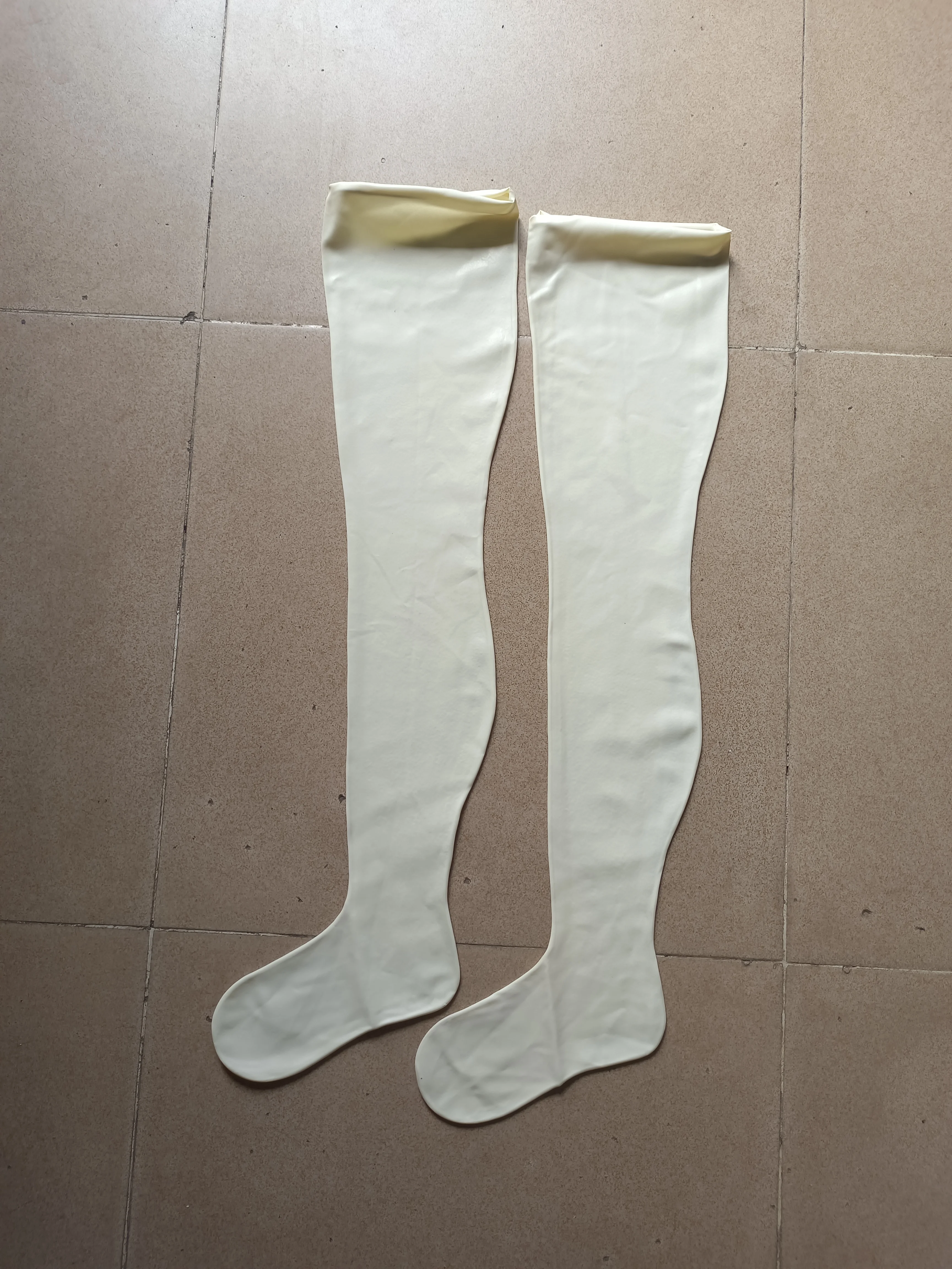 White flesh skin color Latex Stockings Cosplay Hosiery sexy Hose Long socks Seamless  Tights leggings Open sole or full cover