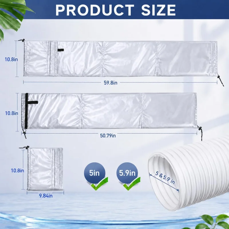 Waterproof Material Air Conditioner Hose Cover Heat Insulation Dustproof Exhaust Pipe Protection Cover Energy Saving Adjustable