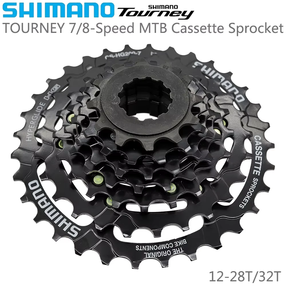 SHIMANO TOURNEY CS-HG200 7/8 скоростей MTB велосипедная кассета Звездочка 12-28T 12-32T Black Freewheel оригинальные детали для велоспорта