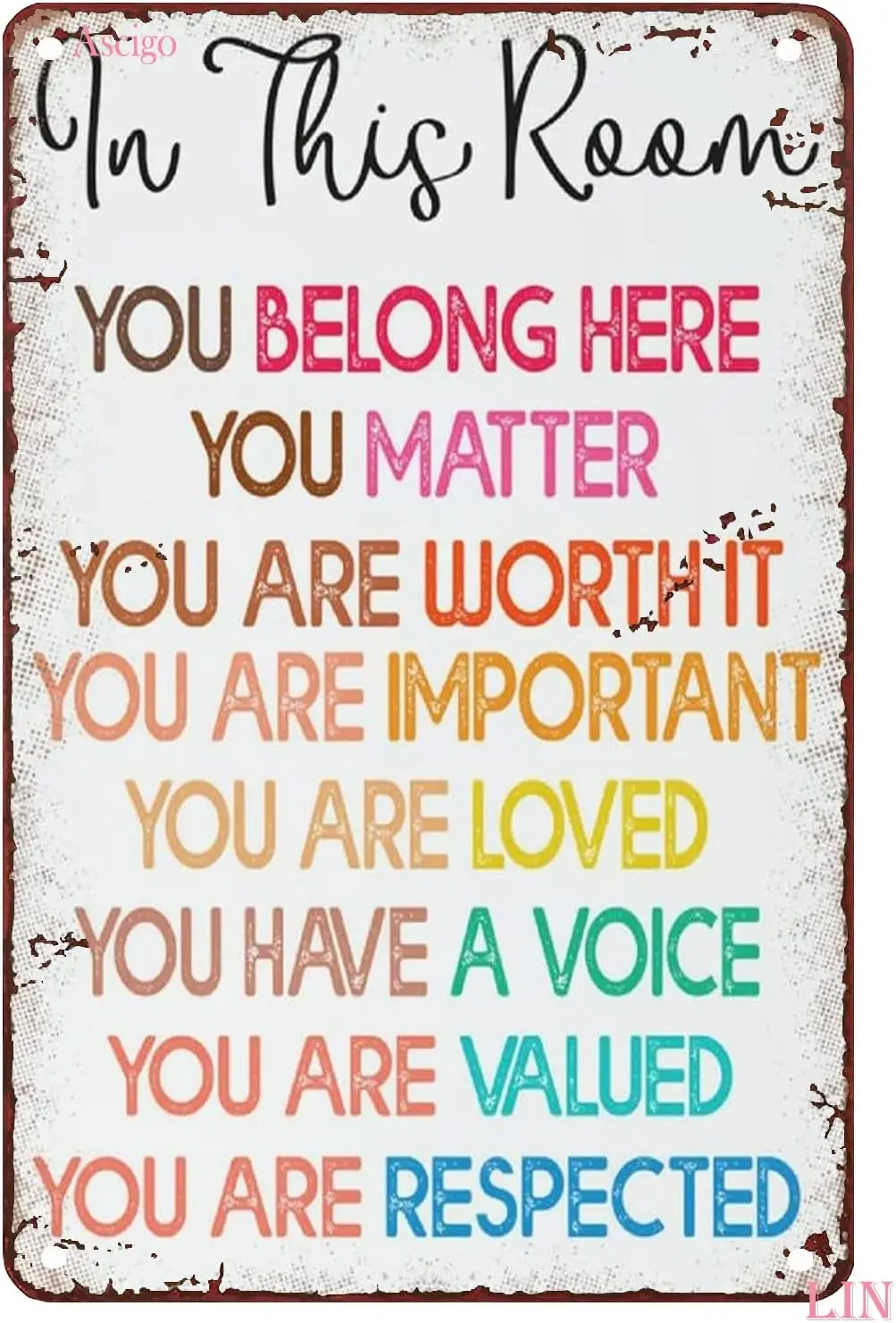 Funny Sign For Desk in This Room You Belong Here Tin Signs Diversity Rainbow Classroom Pride Rainbow Teacher Poster Back to sign