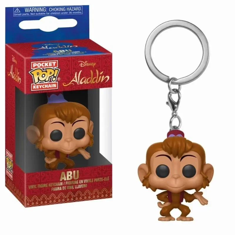 FUNKO POP Disney Pocket Pop Keychain JASMIN Aladdin & Genie Abu Vinyl Figures Princess Keychain Toy Collection Model Toys