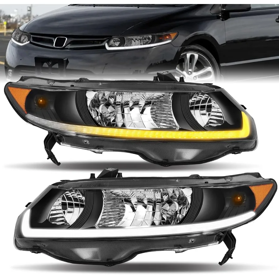 

Светодиодные фары с последовательными ДХО для Honda Civic 2006-2011 (2-дверное купе) с черными последовательными светодиодными дневными ходовыми огнями