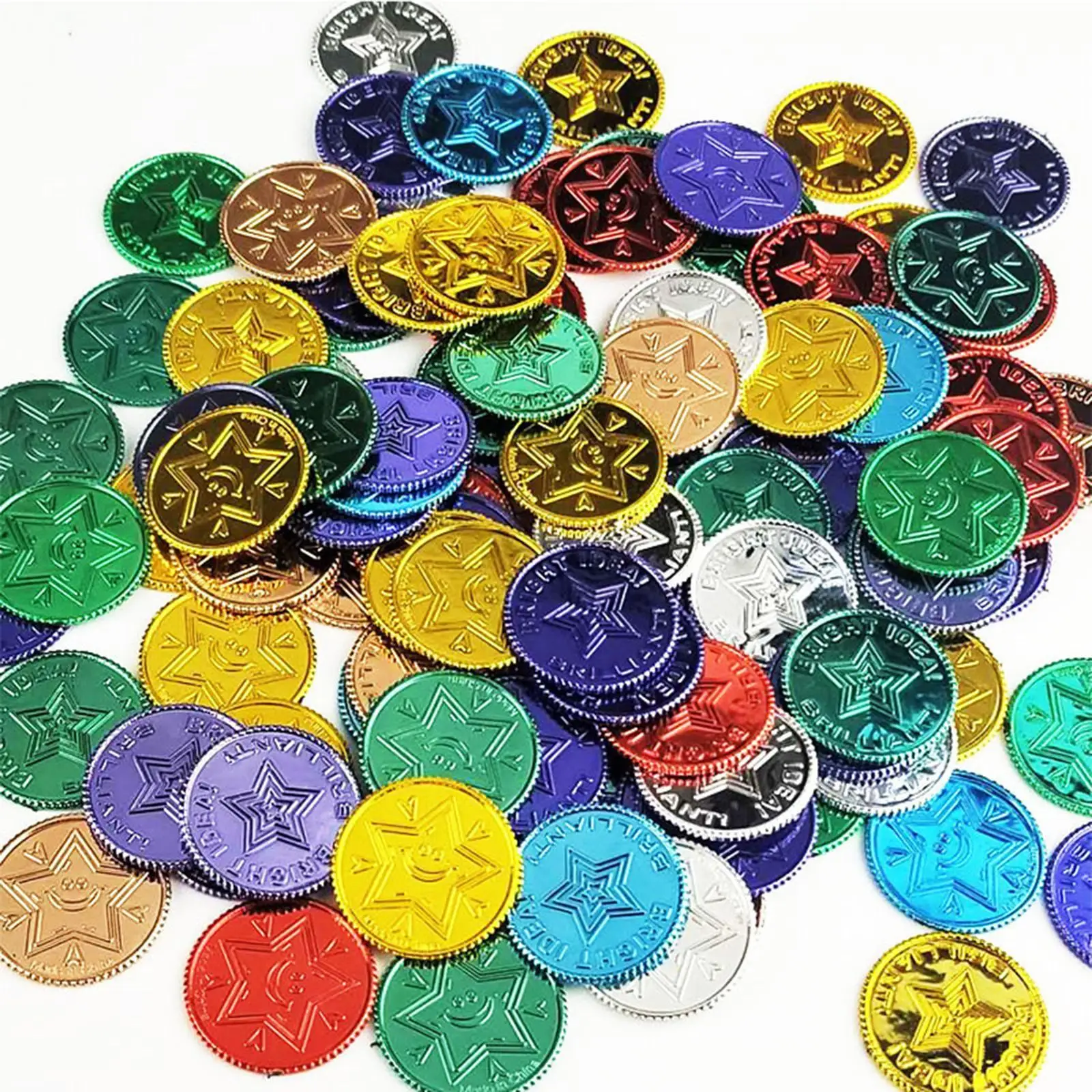 Fake Pirate Toy Coins Gold Versatile Decorations for Halloween Christmas Party Supplies 100 Pack Kids Reward Tokens Play Money