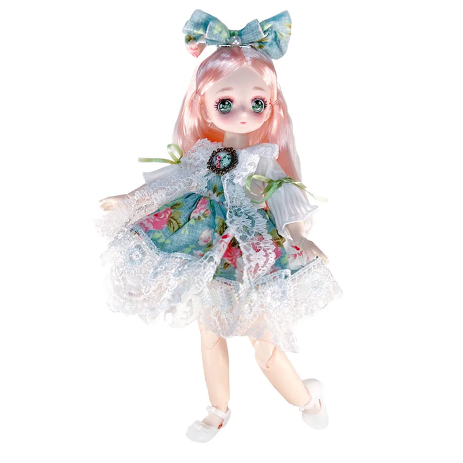 Pretty Anime 1/6 Bjd Byte Dolls For Kid Girls 6 to 10 Years Ball-jointed Comic Face Doll 30cm with Dresses Clothes Dress Up Girl