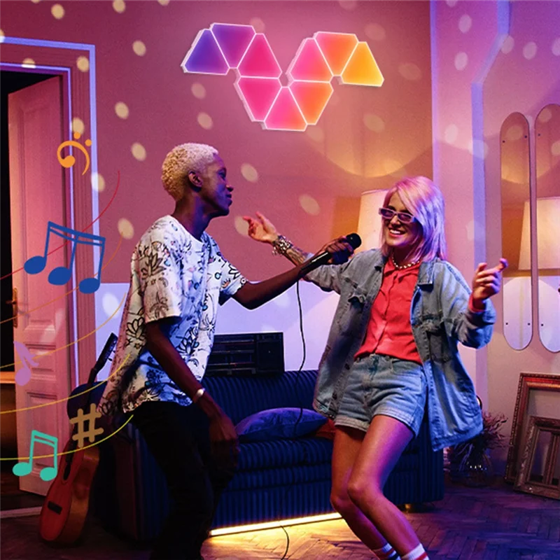 

A19F-Smart RGB DIY LED Atmosphere Lights Triangle Wall Light APP Music Sync Game Room TV (Bluetooth)