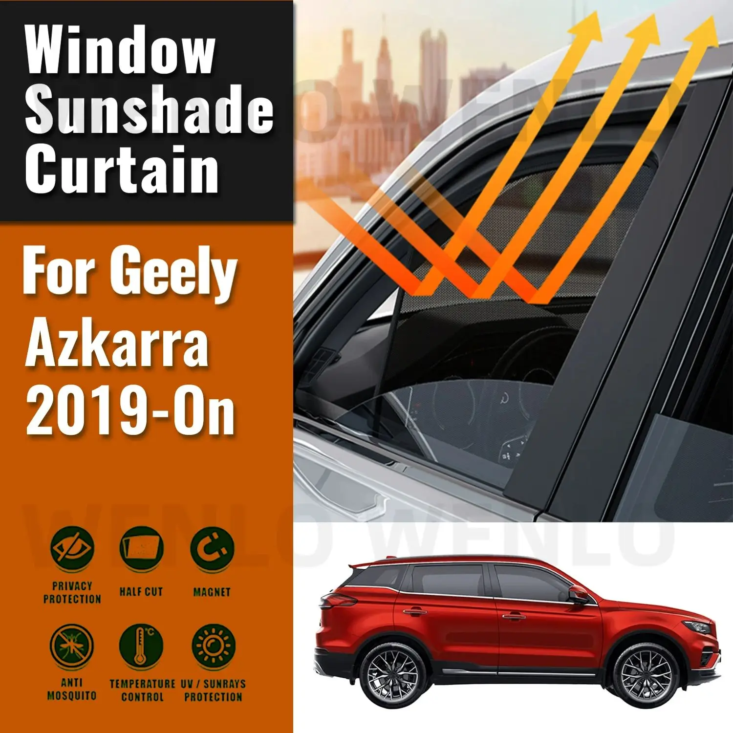 For Geely Azkarra Proton X70 2019-2023 Magnetic Car Sunshade Shield Front Windshield Curtain Rear Side Baby Window Sun Shade