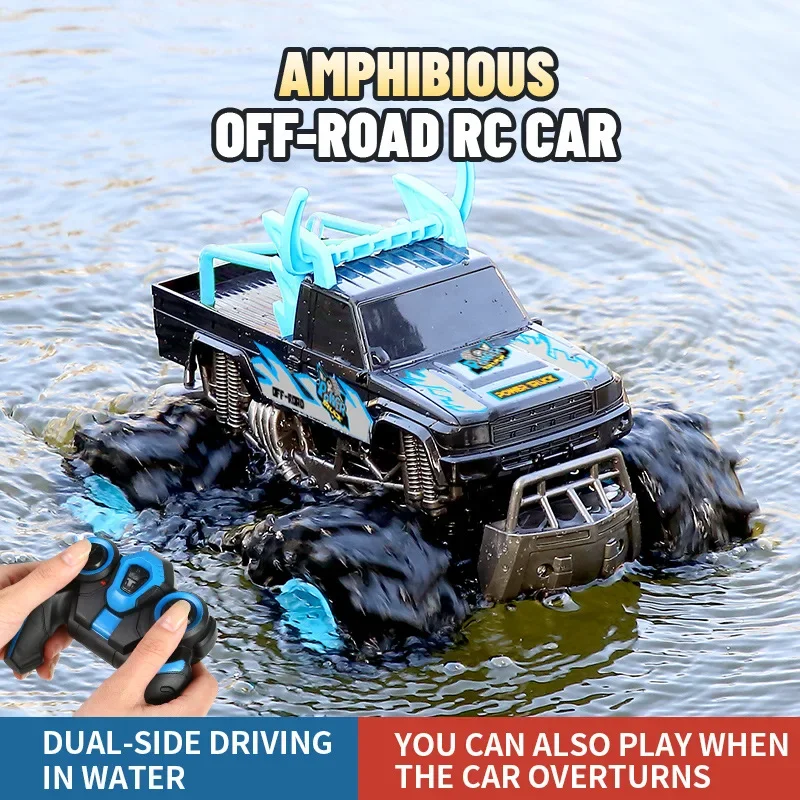 2.4G Amphibious Climbing Four-wheel Drive Drift Racing Car Long Battery Life Stunt Waterproof Double-sided Car Children's Toy