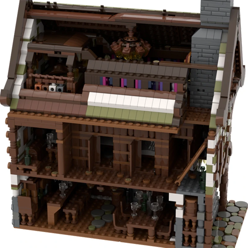 3294PCS MOC บ้านยุคกลาง&โรงเตี๊ยมอินน์ชนบทแฟนตาซีหมู่บ้าน DIY ชุดอาคารบล็อกของขวัญวันเกิด