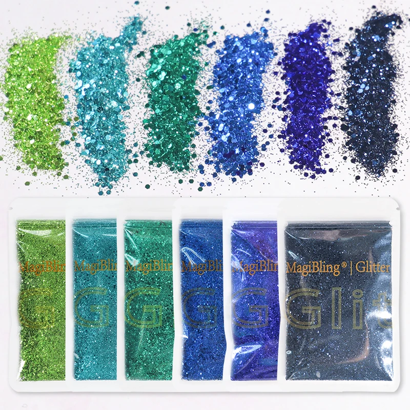 50 g/Beutel MagiBling holografische gemischte sechseckige Nagelglitter glitzernde Pailletten für handgefertigte Maniküre, Körper, Augen, Gesichtsdekorationen – Detail 7