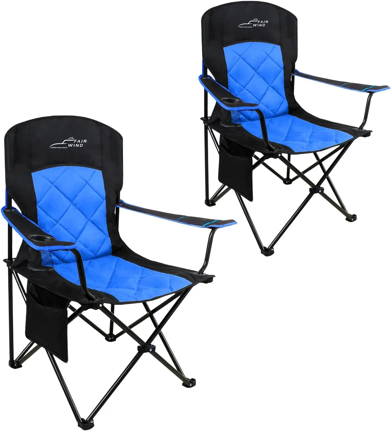 

2 Pack Oversized Heavy Duty Camping Chair with Cup Holder, Supports 350 LBS, Portable Quad Fold for Outdoor Use