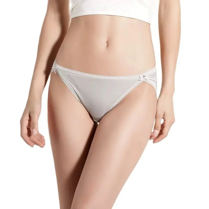 BirdTree 3PCS 100%Mulberry Silk Low-Waisted Briefs For Women, Lifting Buttocks Scarless, Sexy Underwear, 2024 Summer P42852QC