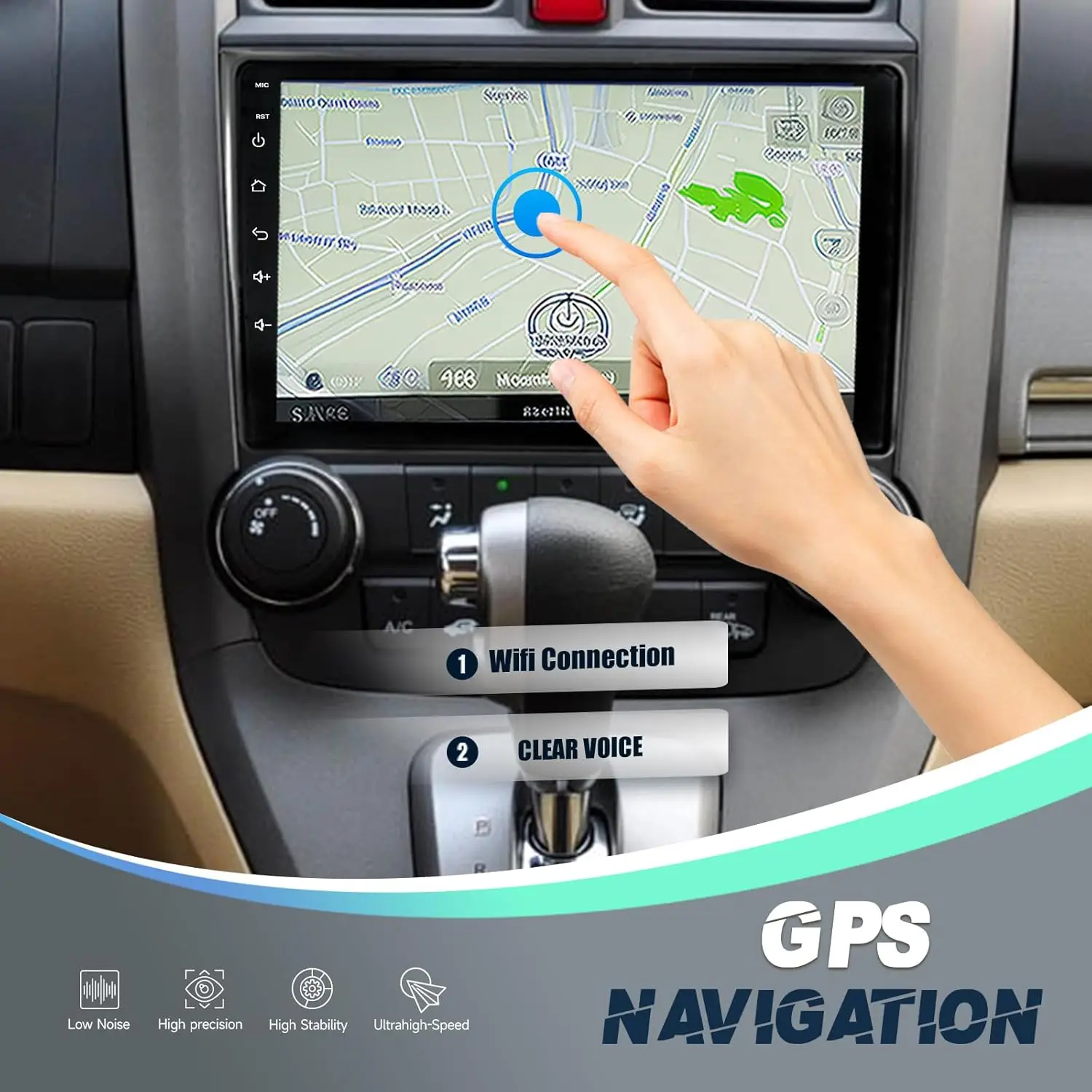 Estéreo automotivo de 9 polegadas para Honda CRV 2007-2011, tela sensível ao toque IPS HD, CarPlay sem fio/Android Auto, Bluetooth, WiFi, GPS, 4 núcleos (2 GB +