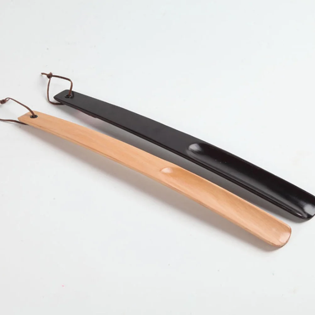 

Wooden Shoehorn 38cm Lightweight Portable Durable Smooth Surface Shoe Lifter for Home Hotel Use with Rope Random Color