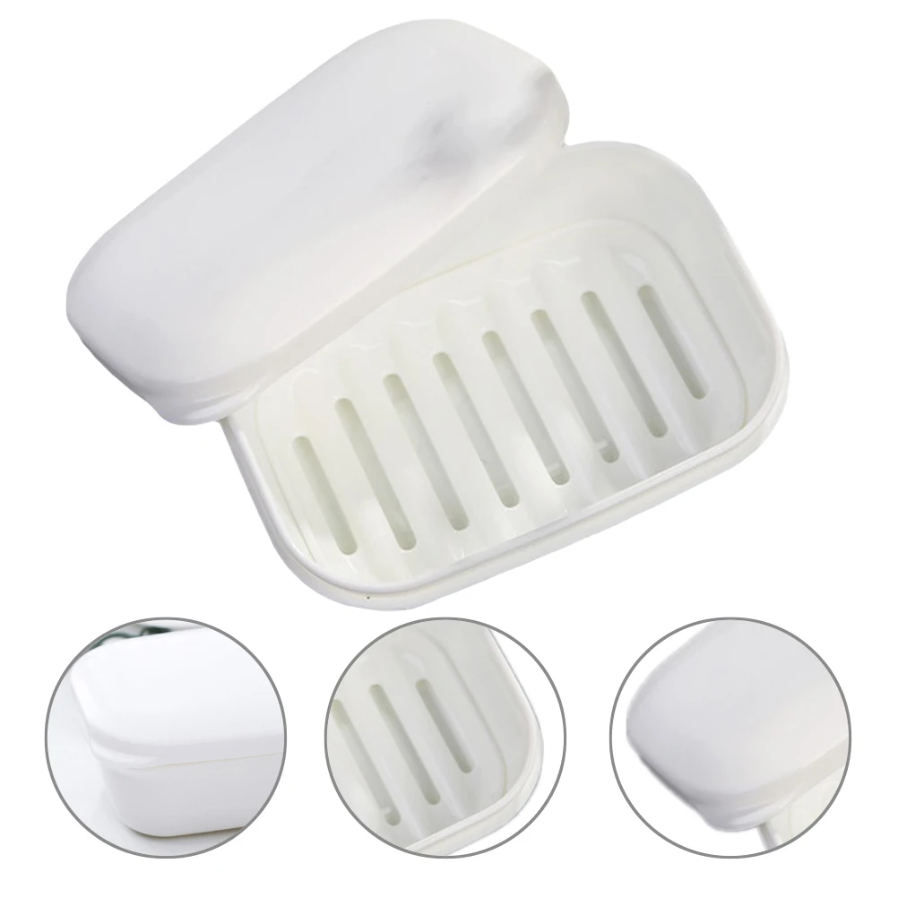 

2 Pcs Soap Storage Box Container Self Draining Holder with Cover Self-draining Dish