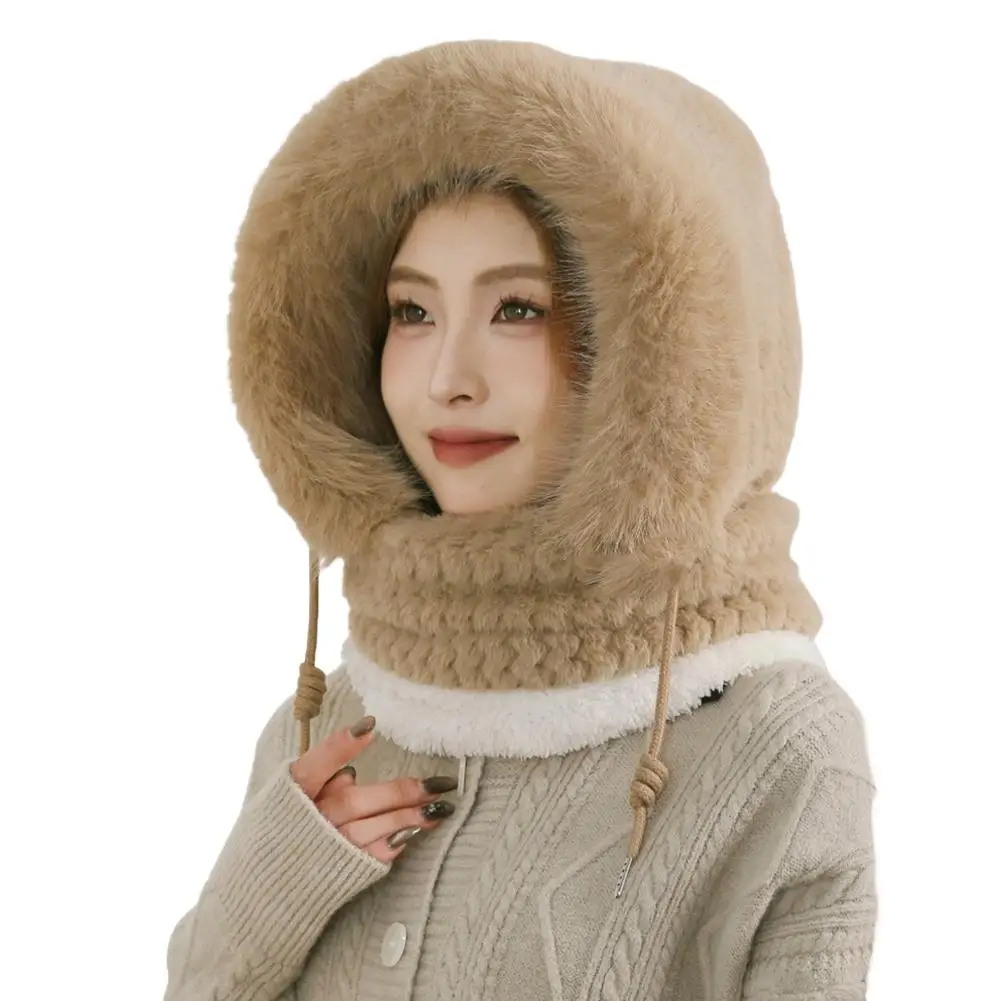 AliExpress NONE Cycling Thickened Earmuffs with Plush Twisted Hat, Windproof Hood for Cycling, Thickened Warm Ear Protection Cold Proof Mask