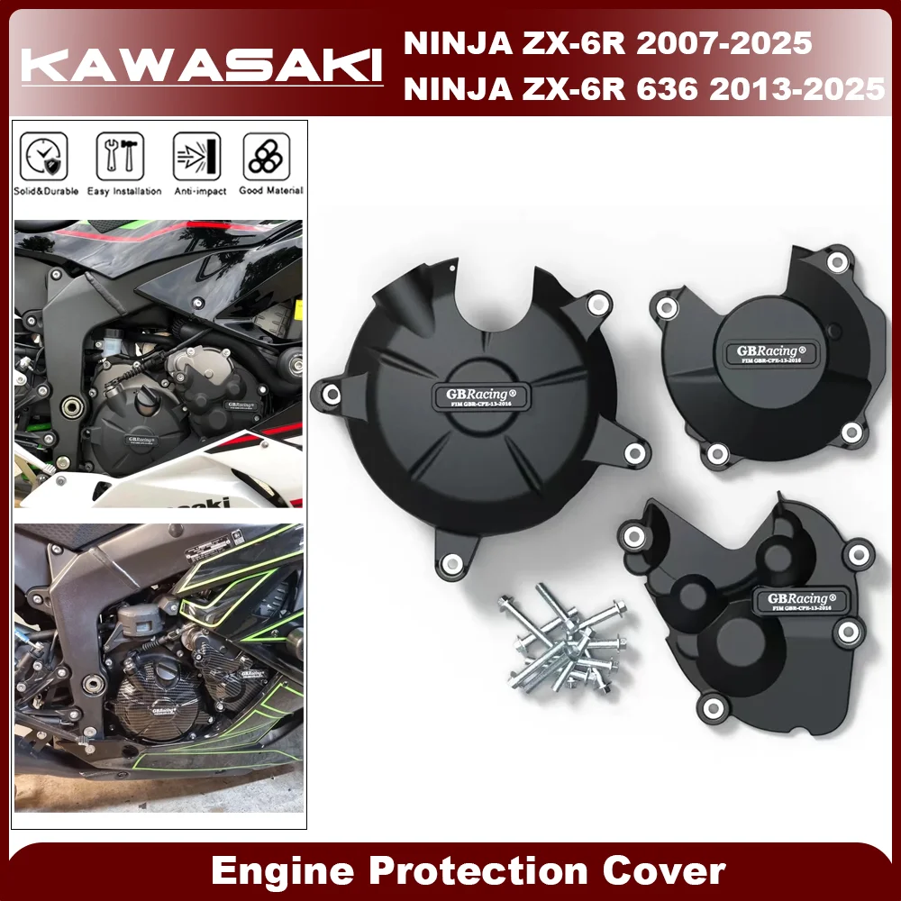 

For KAWASAKI ZX-6R 2007-2025 ZX6R 636 2013-2025 GB Racing Motorcycle Engine Cover Alternator Clutch Protection Cover Accessories