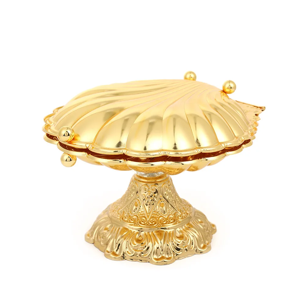 Creative Shell with Seat European High-end Light Luxury Wrought Iron High-footed Home Retro Fruit Plate