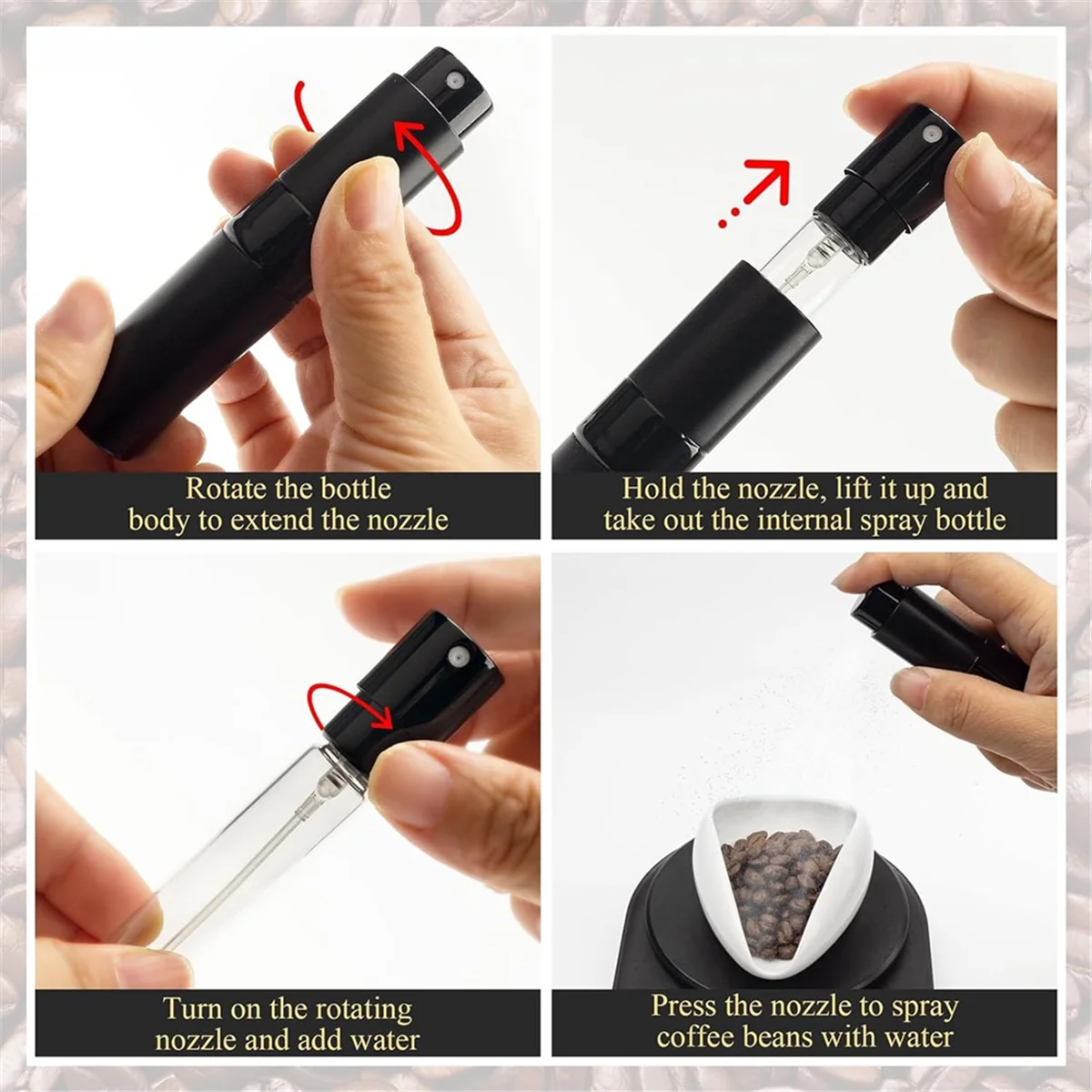 Taza dosificadora de granos de café, botella pulverizadora RDT y cuchara, Juego de 3 piezas, accesorios de barra de café, vasos dosificadores de cerámica blancos