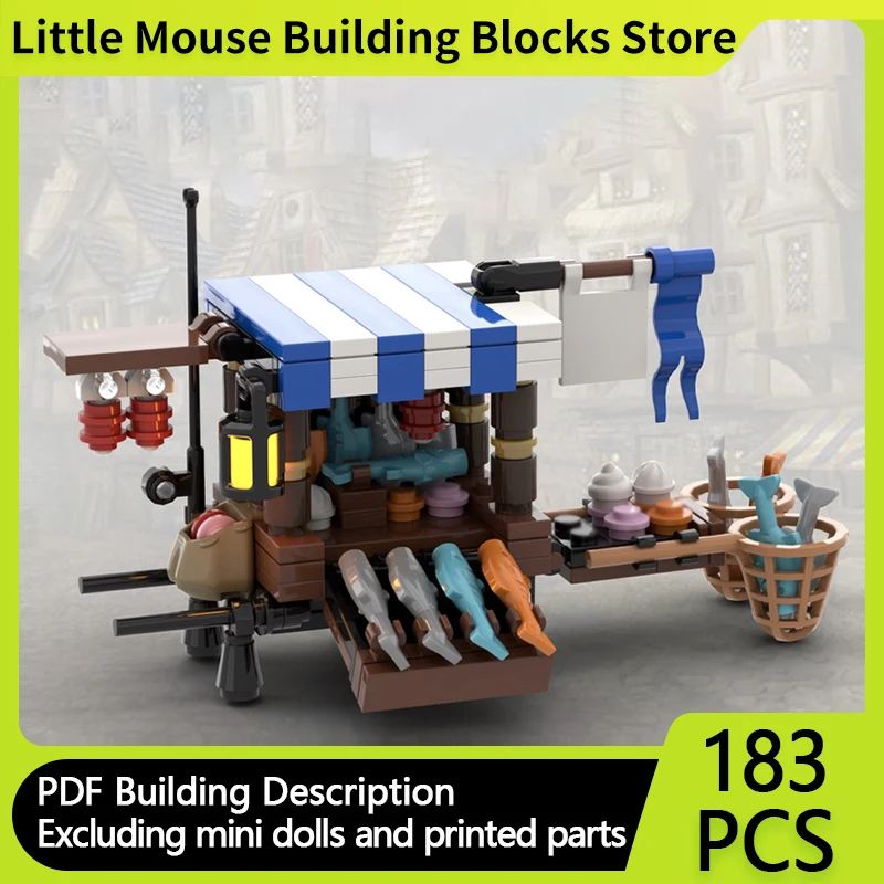 

Street View Model MOC Building Bricks Fishes Merchant Folding Stand Modular Technology Gifts Holiday Assemble Children Toys Suit