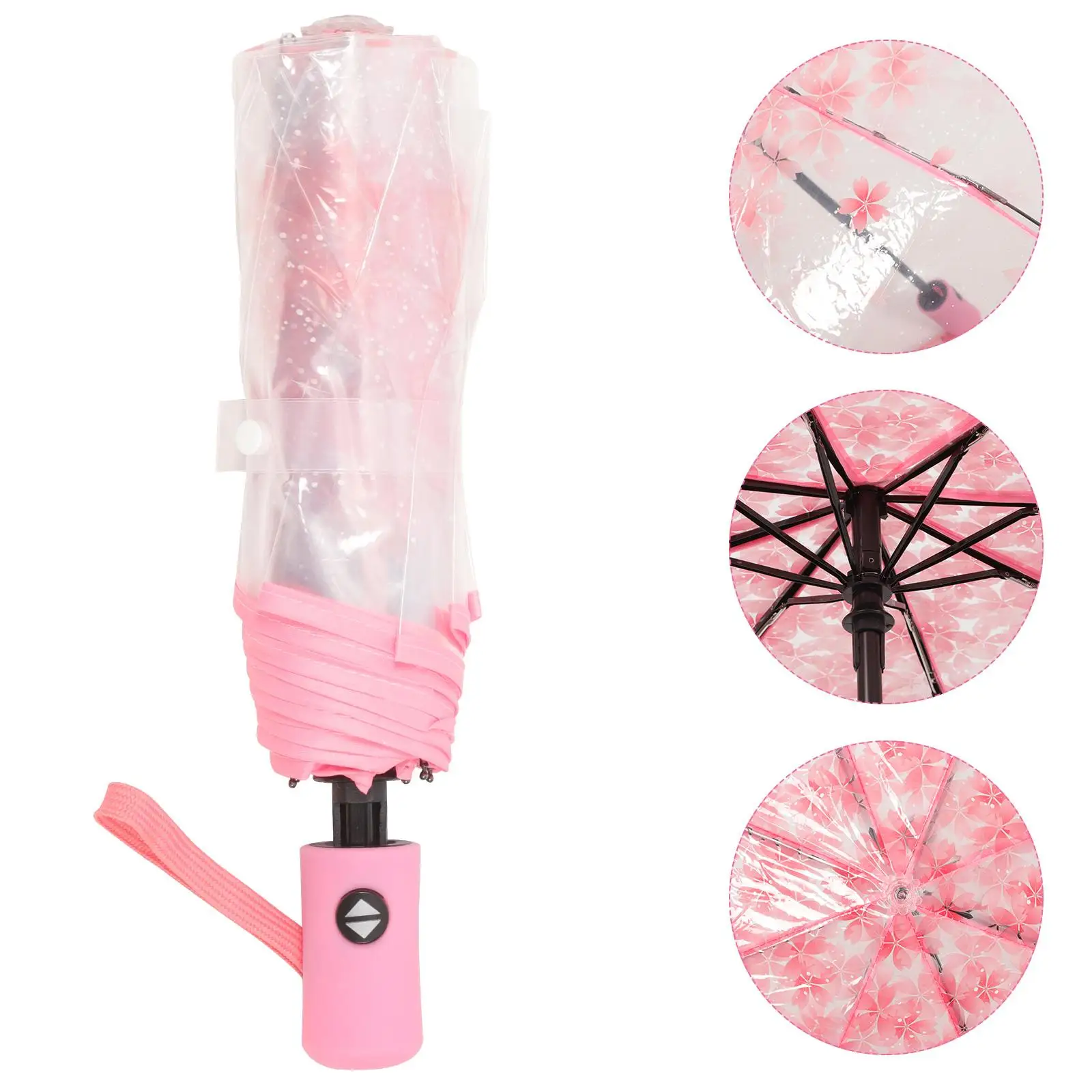 

Fully Automatic Transparent Compact Portable Automatic tri-fold umbrella, Fashionable And Simple Style Transparent Umbrella