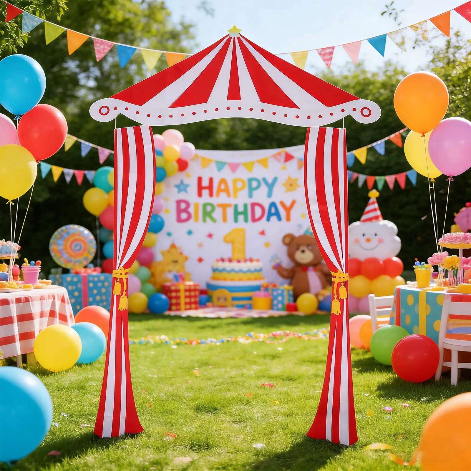 Carnival Theme Backdrop Red Wh - Lighting Decor Photos recension och pris
