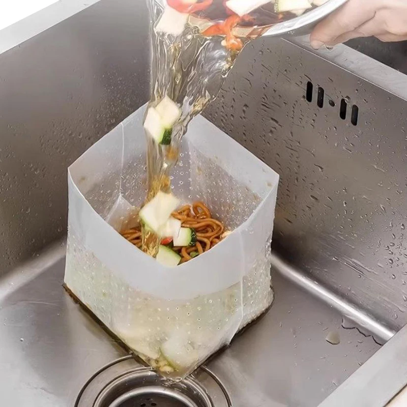 

30PCS Disposable Sink Strainer Bags – Stand-Up Foldable Design to Catch Food Scraps, Prevents Drain Clogs in Kitchen