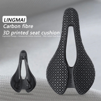 LINGMAI 3D Printed Bicycle Saddle Ultralight Carbon Bow Hollow Comfortable Breathable MTB Gravel Road bike Cycling Seat Parts
