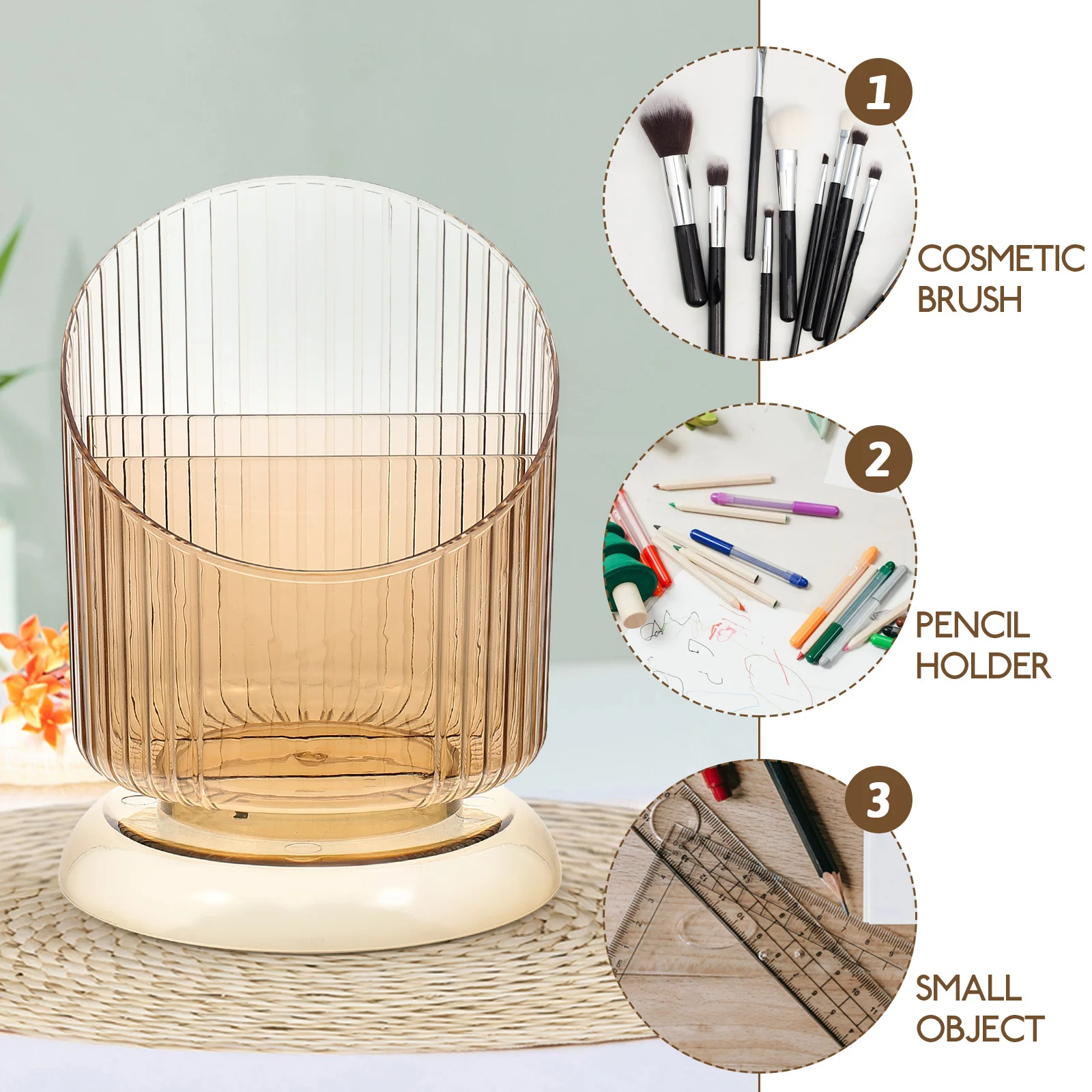 

1pc Pet Stationery Holder Pencil Container For Desk Organizer Large Capacity Storage Box Dorm Room Essentials Makeup Brush