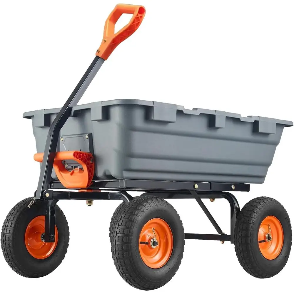 

900LB Capacity Heavy Duty Garden Utility Wagon, All-Terrain Dump Cart with 180° Adjustable Handle & Quick Release for Soil, Plan