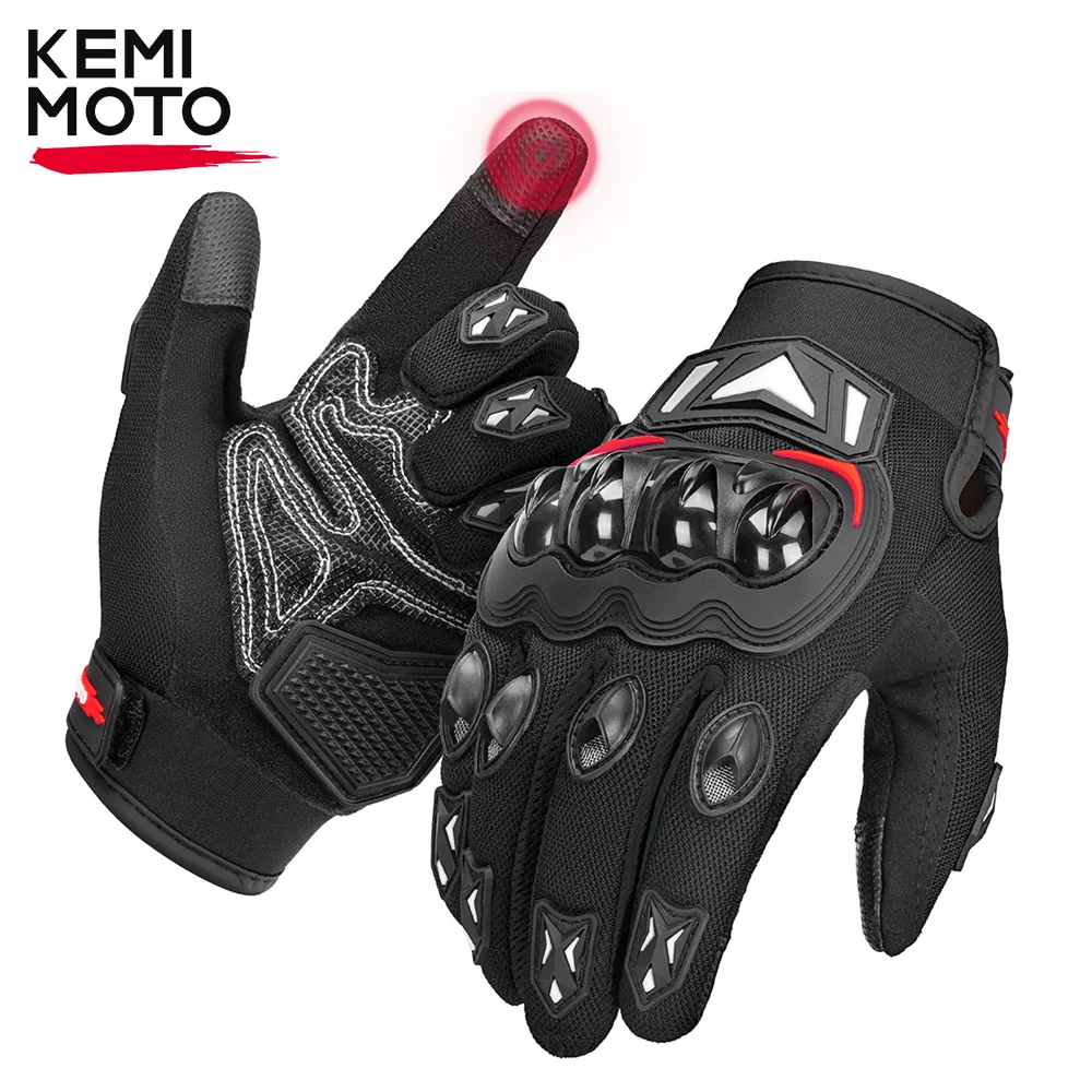 KEMITOUR Guantes de Moto de verano CE pantalla táctil deportes Moto Luvas Guantes protectores MTB Guantes para hombres mujeres negro