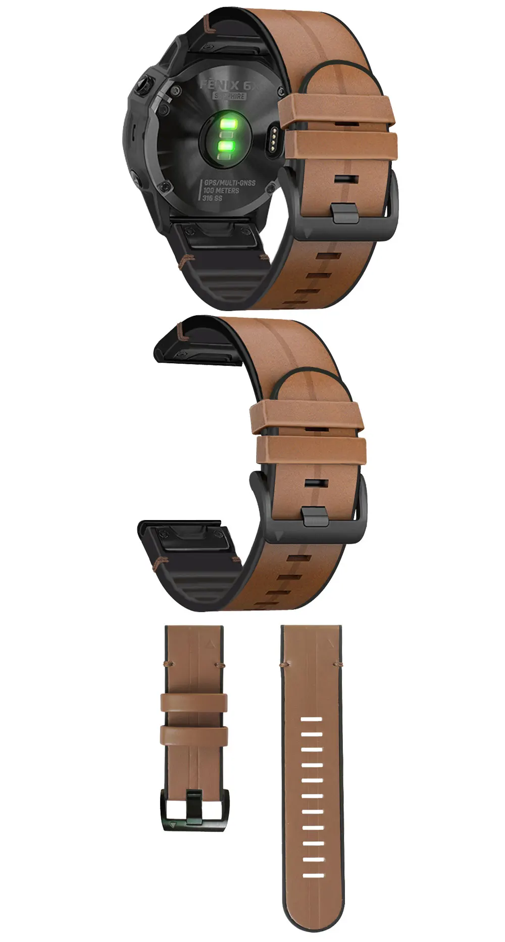 Premium-Luxus-Leder- und Silikonarmband für Garmin Fenix 9Pro 47mm 51mm 9 8 E 7 7X Pro 6X Plus QuickFit 22/26mm Uhrenarmband – Detail 8