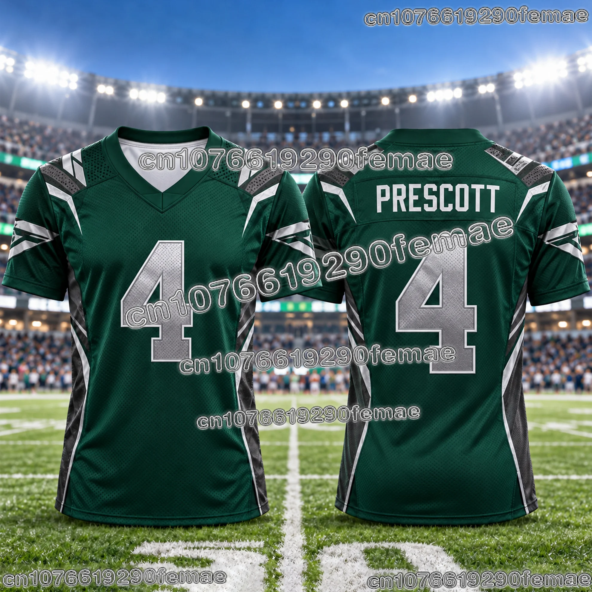 PRESCOTT 4 Collector Style Football Jersey V Neck Fan T Shirt Outdoor Sports Quick Dry Breathable Casual Athletic Clothing