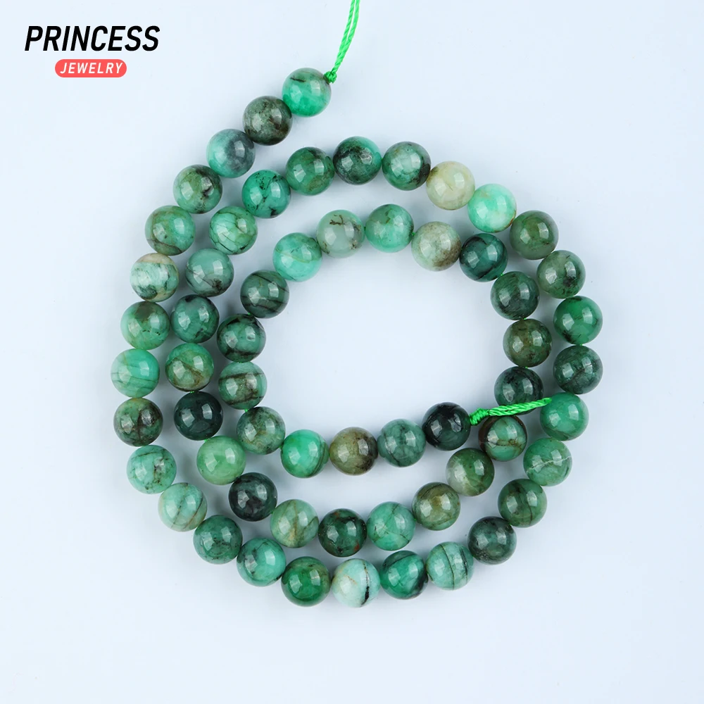 A+ Natural 6mm 7mm Emerald Without Any Treatment Loose Beads for Jewelry Making Bracelet Wholesale Stone Beads DIY Accessories
