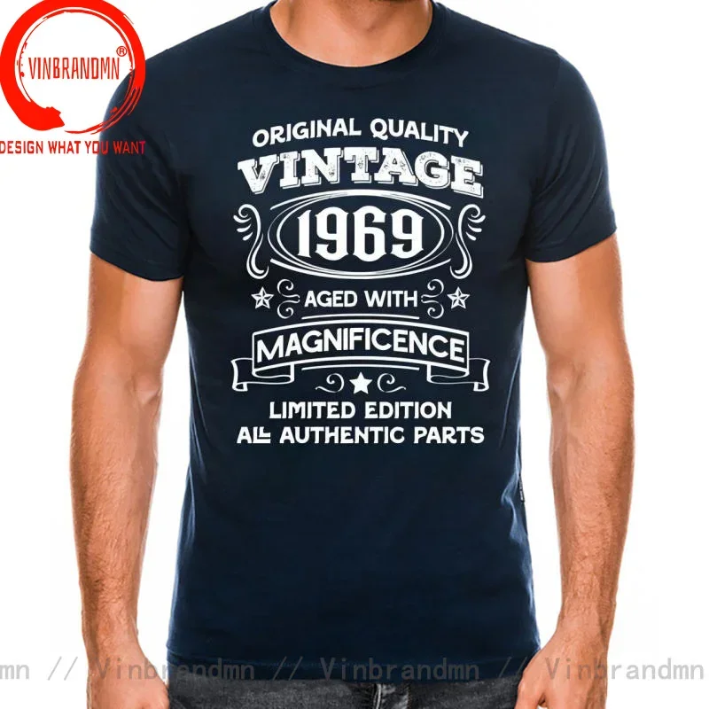 Vintage 1969 Aged With Magnificence T Shirt Men Birthday Gift Tee Shirt Born in 1969 Limited Edition All Authetic Parts T-Shirt