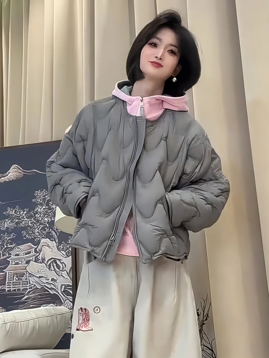 Or para mujer Puffer Jaet 90 blanco Du down Casual holgado abrigo con cremallera Faionable versátil ropa de abrigo cálida de invierno