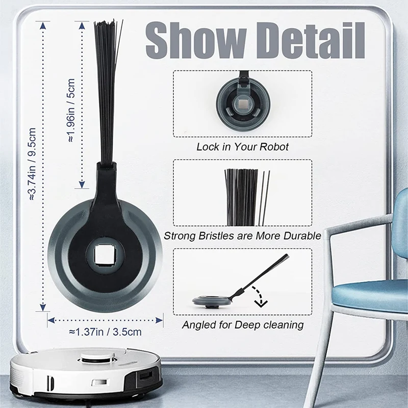 Paquete de 16 cepillos laterales RVSBK950 para Robot Shark ION de techebook, compatibles con Shark Robot R85 RV850 aspiradoras