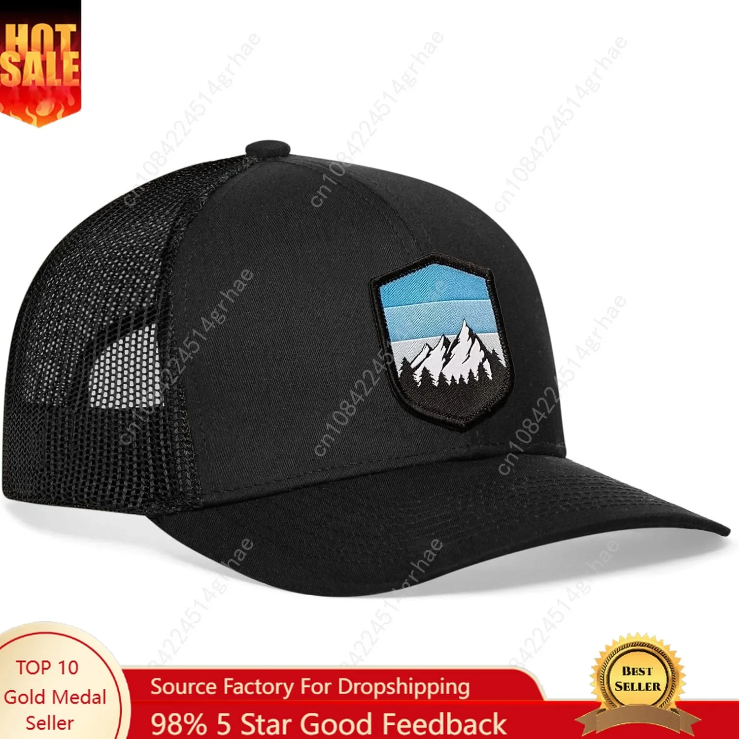 

Camping Trucker Hat, Mountain Mesh Outdoor Hat for Men & Women, Adjustable Snapback Baseball Cap, Golf Hat