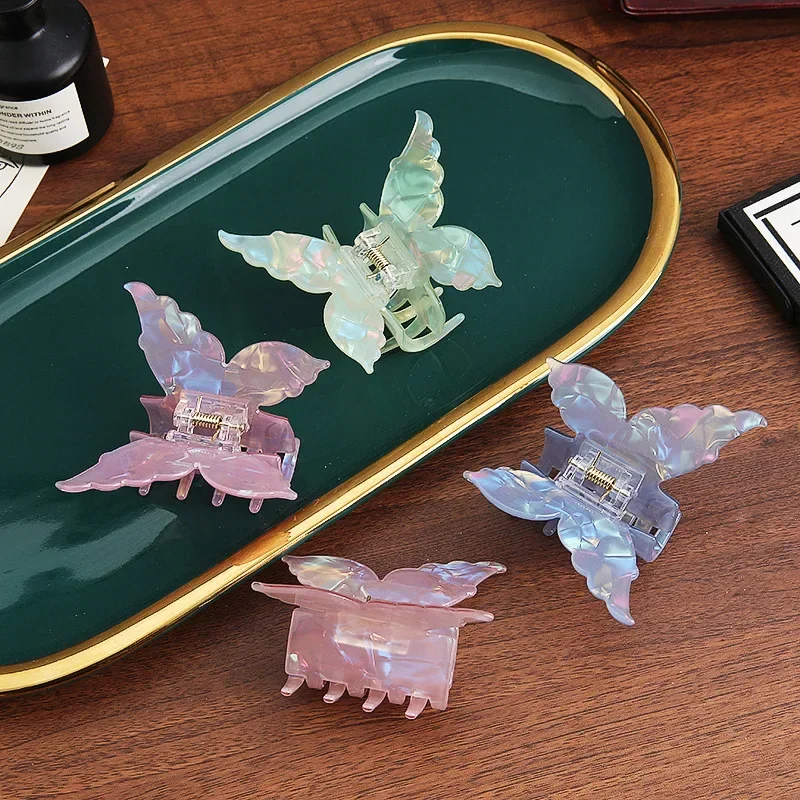 خلات الرجعية فراشة مشبك شعر الحلو لطيف الجنية الملونة النساء مشبك شعر كليب كراب عقال كليب اكسسوارات تصفيف الشعر