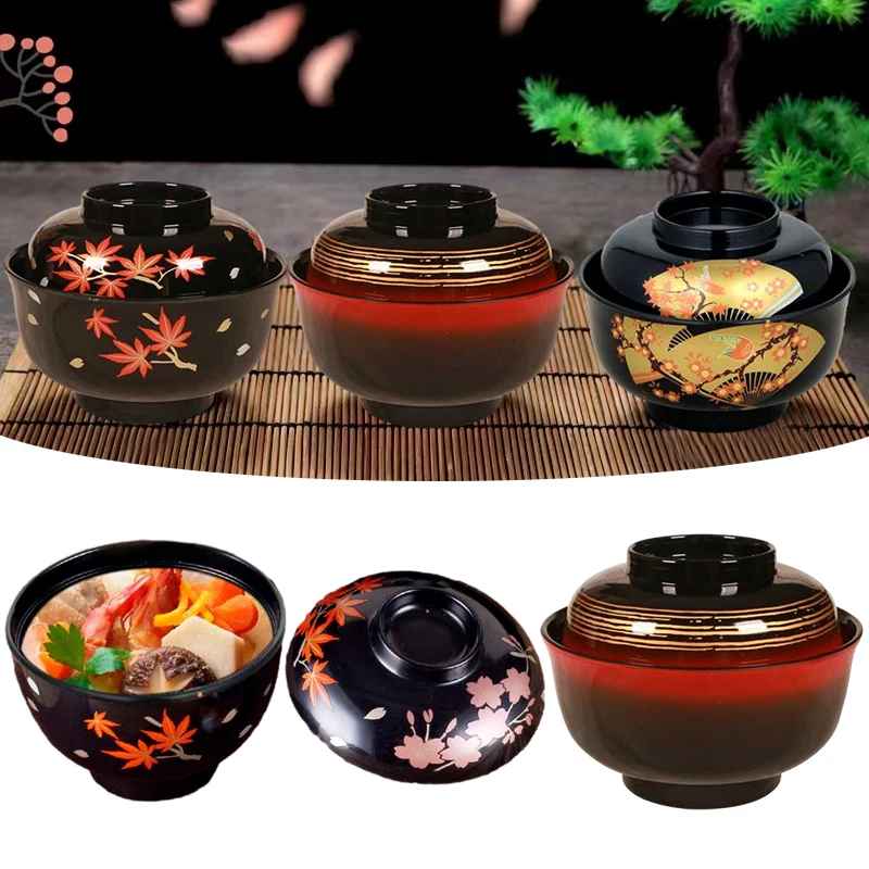 

Colorful Flower Print Kitchen Utensils Plastic Soup Bowls Supply Mixing Japanese Style Miso Small Restaurant Rice Bowls for Home